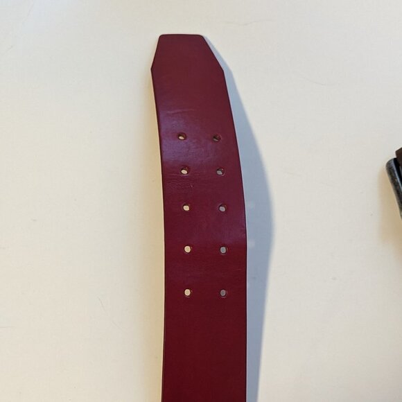 Y2K Belt Vegan Leather Anne Klein 2 Prong Silver Tone Retro Red 90's - Picture 6 of 7
